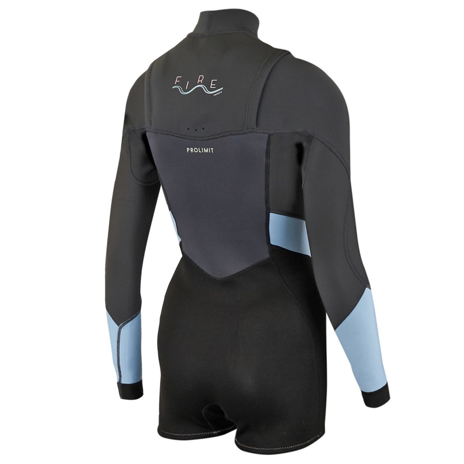Prolimit Prolimit Shorty Fire Wetsuit L/S Dames Freezip 3/2mm Donkergrijs