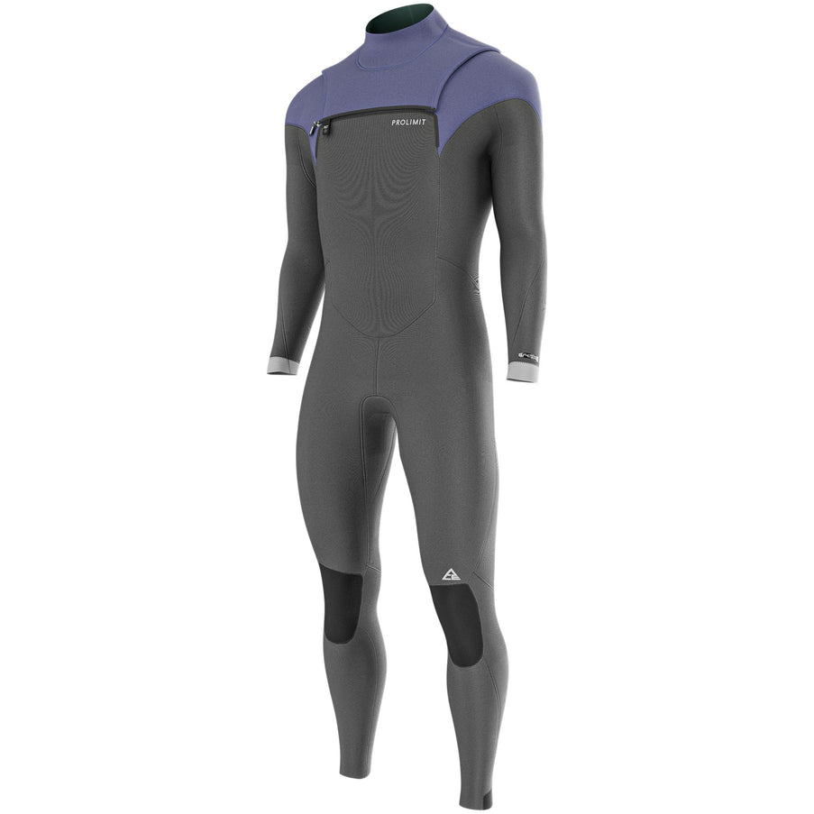Prolimit Prolimit Wetsuit Heren ACE Steamer Freezip 5/4MM Zwart/Blauw/Grijs