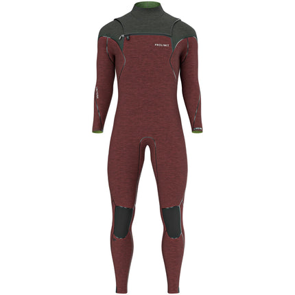 Prolimit Prolimit Wetsuit Heren Mercury Steamer Freezip 5/4MM Zwart/Burgundy
