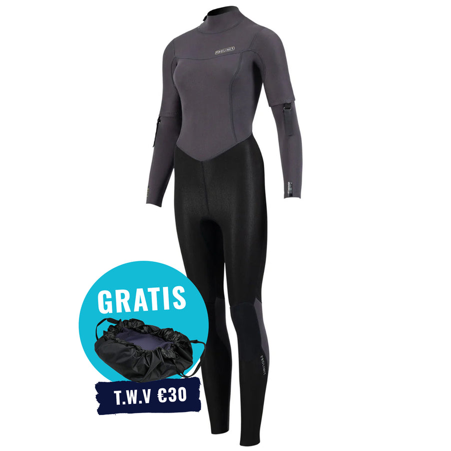 Prolimit Prolimit Wetsuit Dames Edge 3/2mm Afritsbare Mouwen Zwart