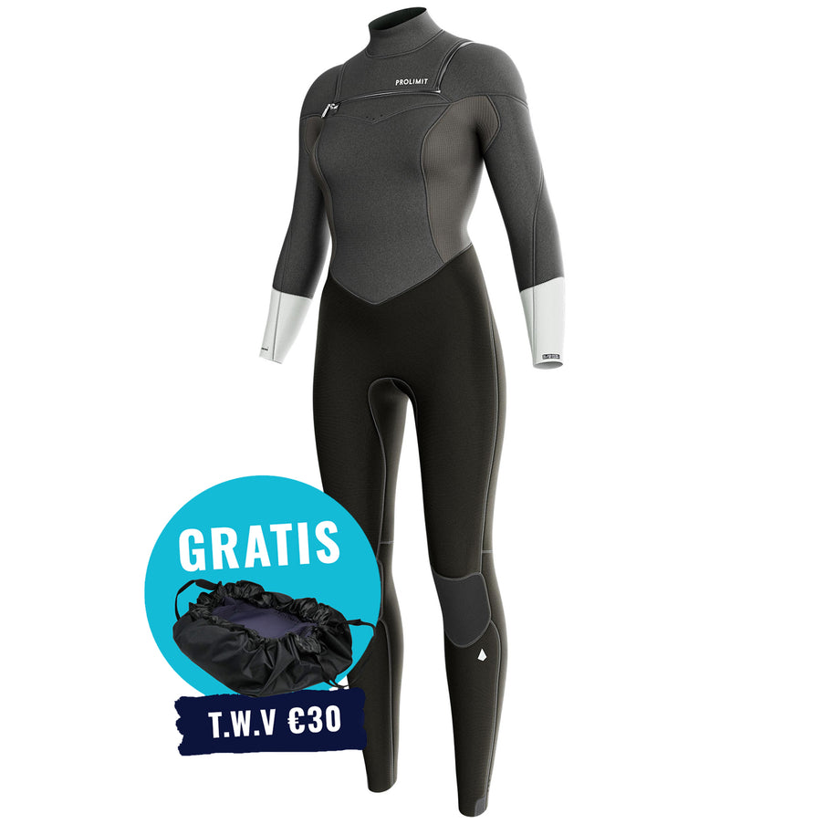 Prolimit Wetsuit Dames Fire Steamer Freezip 4/3MM Grijs/Zilver