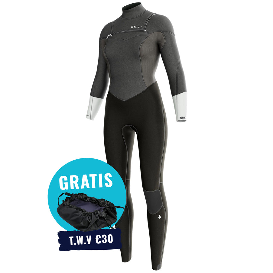 Prolimit Wetsuit Dames Fire Steamer Freezip 3/2MM Grijs/Zilver
