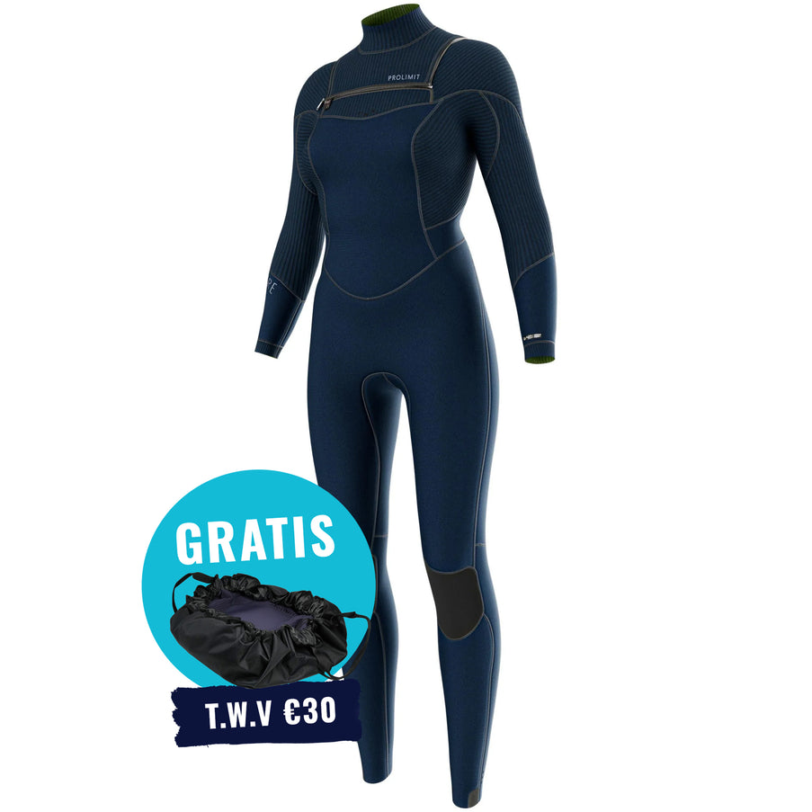 Prolimit Prolimit Wetsuit Dames Flare Steamer 5/4MM Freezip Blauw