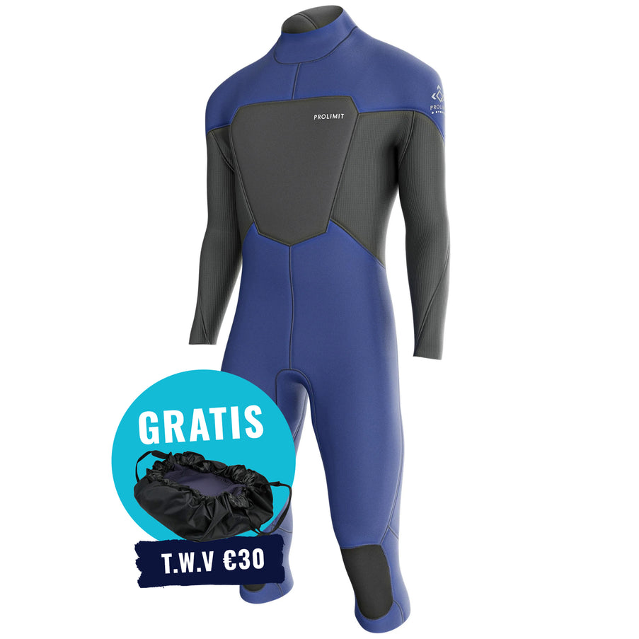 Prolimit Wetsuit Heren Fusion Steamer Overknee V-Zip 3/2MM Blauw/Grijs