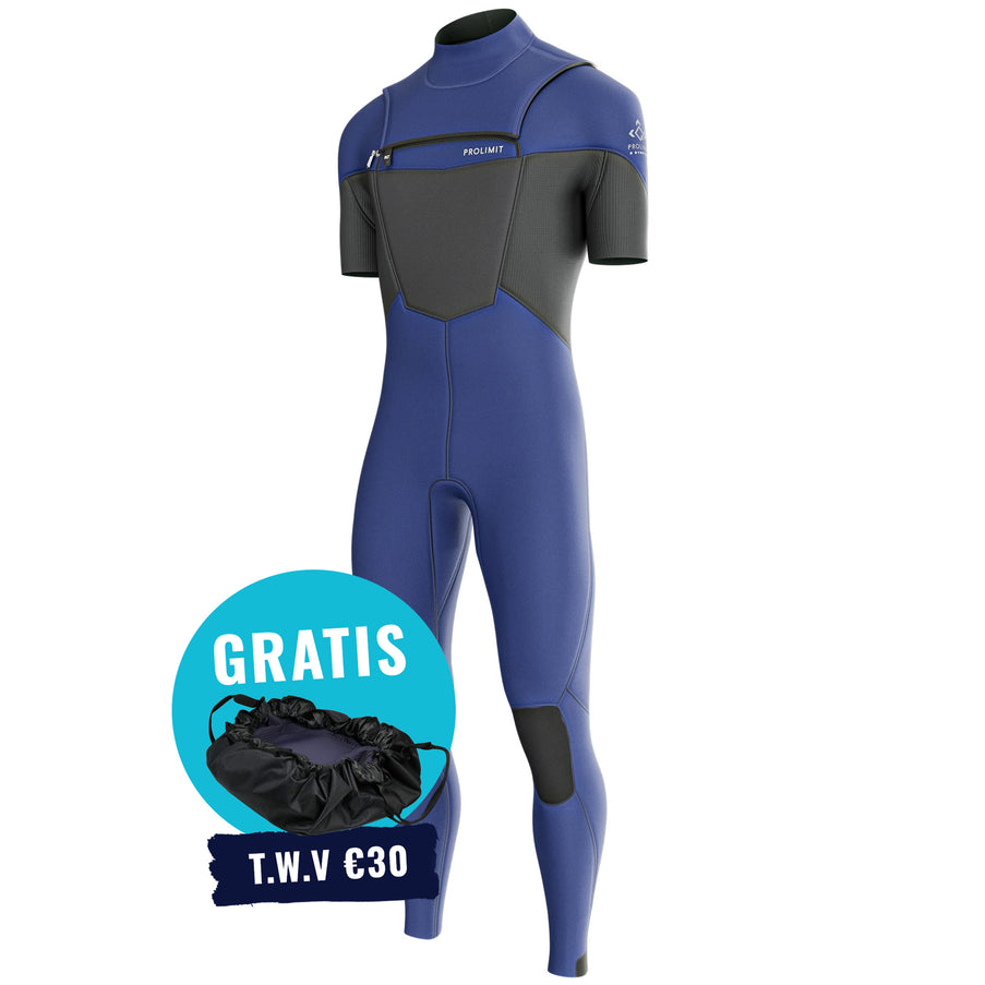 Prolimit Wetsuit Heren Fusion Steamer SA Freezip 3/2MM Blauw/Grijs