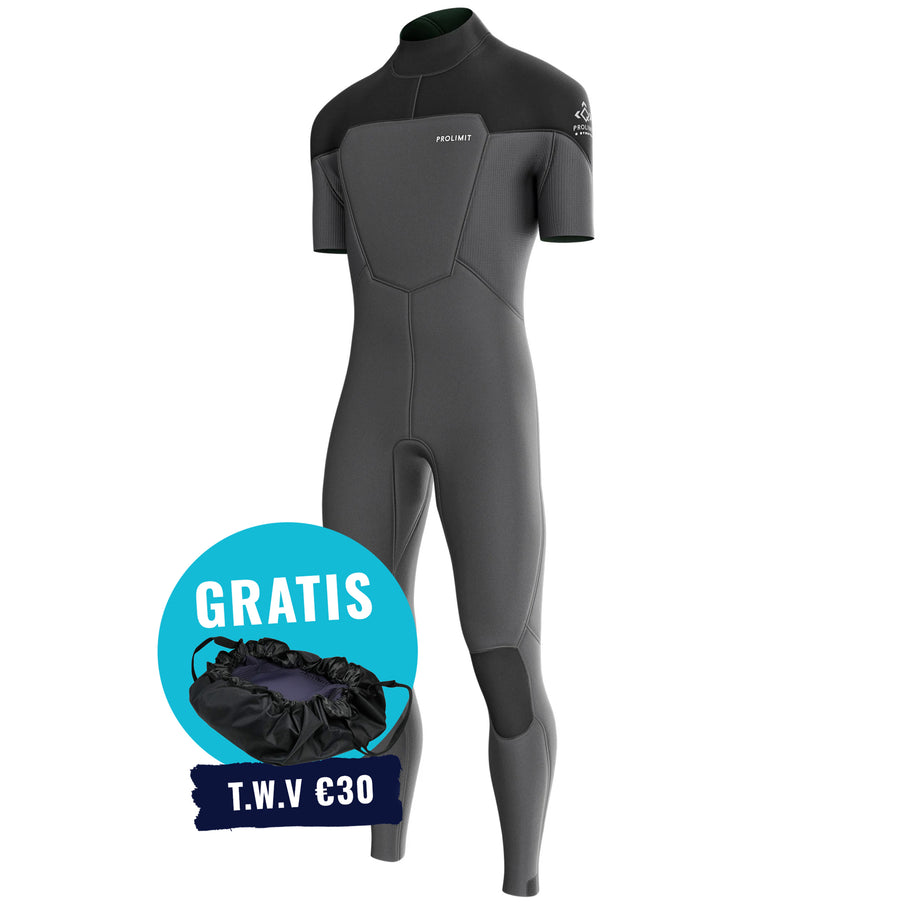 Prolimit Wetsuit Heren Fusion Steamer SA V-Zip 3/2MM Zwart