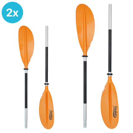 2 Stuks EvoNautic  Kajak Peddel Verstelbaar Aluminium 2-delig Oranje