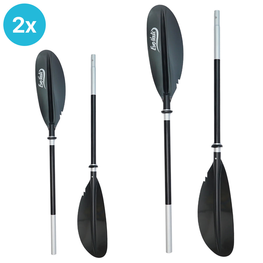 2 Stuks EvoNautic Kajak Peddel Verstelbaar Aluminium 2-delig Zwart