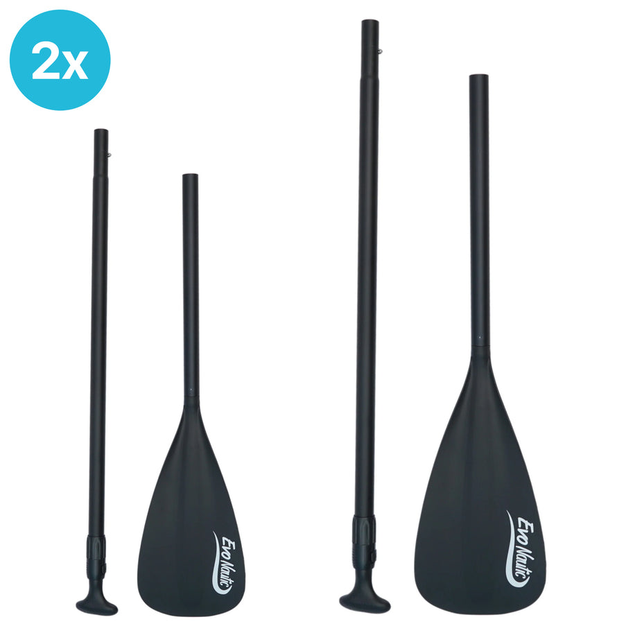 2 Stuks EvoNautic SUP Peddel Aluminium 2-delig Zwart