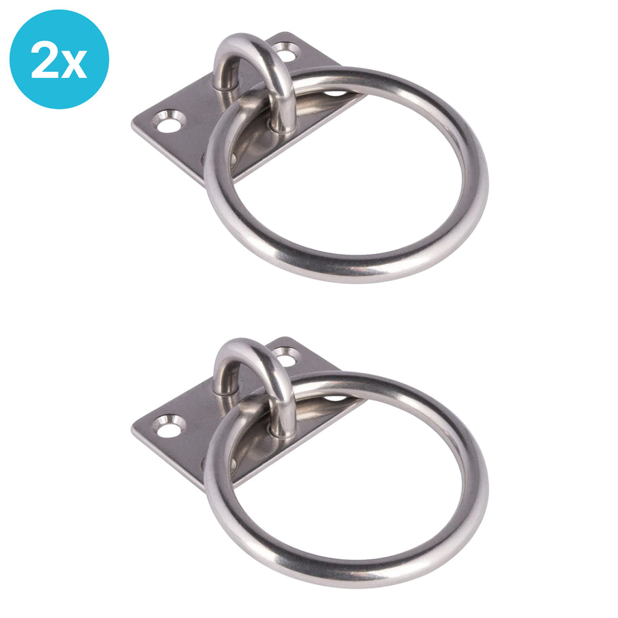 2 Stuks EvoNautic Aanlegring RVS 10 mm plaat 60x50mm