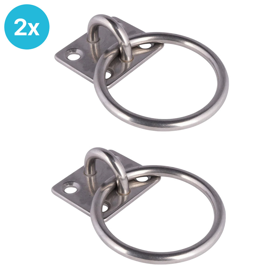 2 Stuks EvoNautic Aanlegring RVS 8 mm plaat 50x40mm