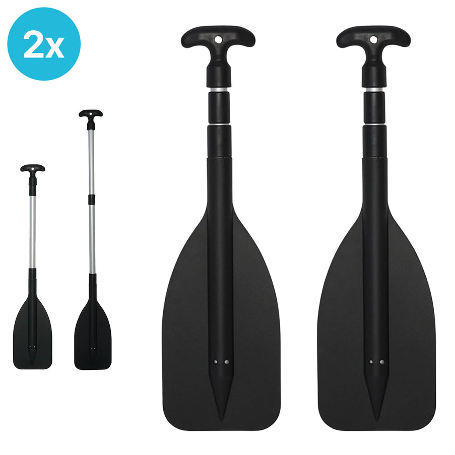 2 Stuks HIBO Telescopische Peddel Zwart 55-107 cm