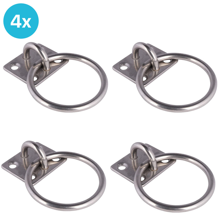 4 Stuks EvoNautic Aanlegring RVS 6 mm plaat 40x35mm