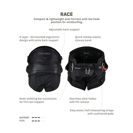 Prolimit Windsurf Trapeze Seat Race Zwart