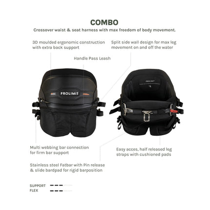 Prolimit Kitesurf Trapeze Heren Seat Combo Zwart