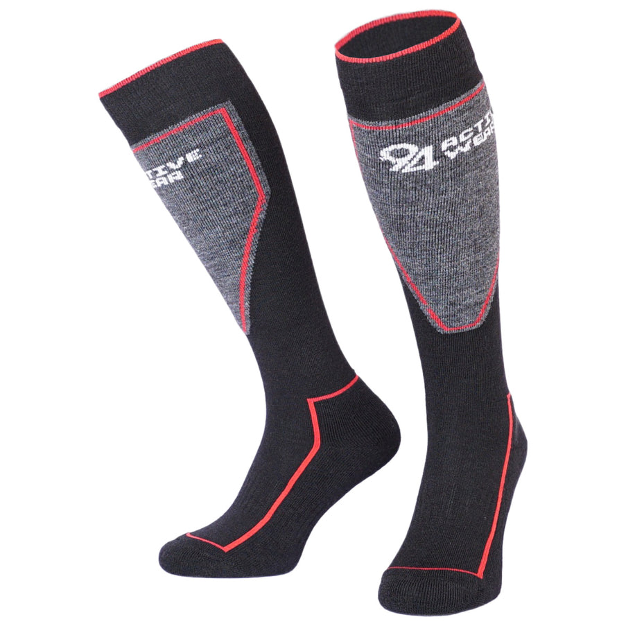 94activewear 94Activewear Skisokken Merino Wol Zwart/Rood