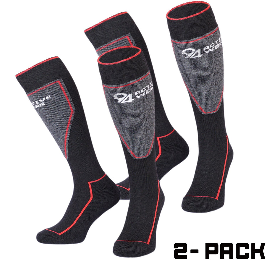 94activewear 94activewear Skisokken Merinowol Zwart/Rood 2-paar