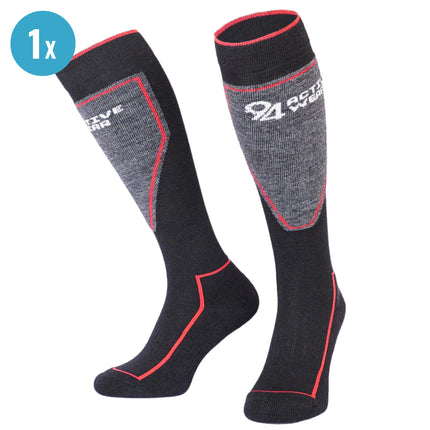94Activewear Outdoor- en Skisokken Merino Wol Zwart/Rood 1-Paar