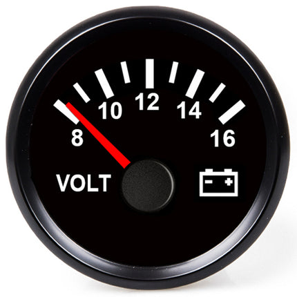 Hollex Voltmeter Boot 8-32V Zwart/Wit RVS