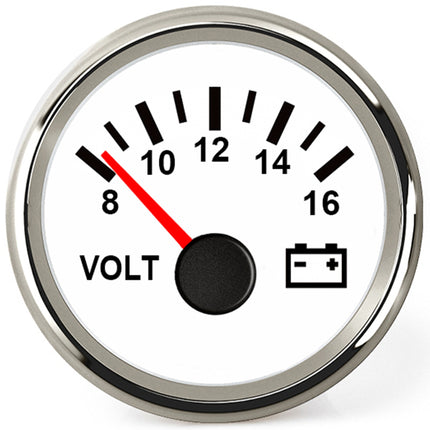 Hollex Voltmeter Boot 8-32V Zwart/Wit RVS