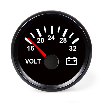 Hollex Voltmeter Boot 8-32V Zwart/Wit RVS