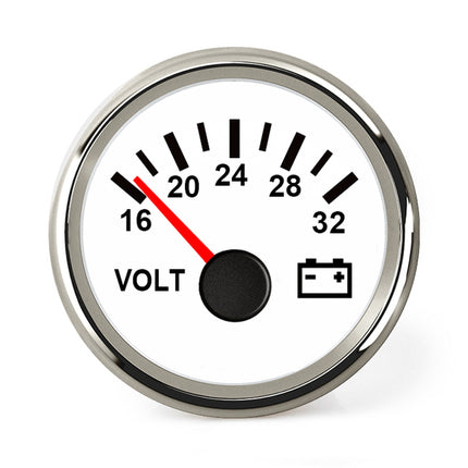 Hollex Voltmeter Boot 8-32V Zwart/Wit RVS
