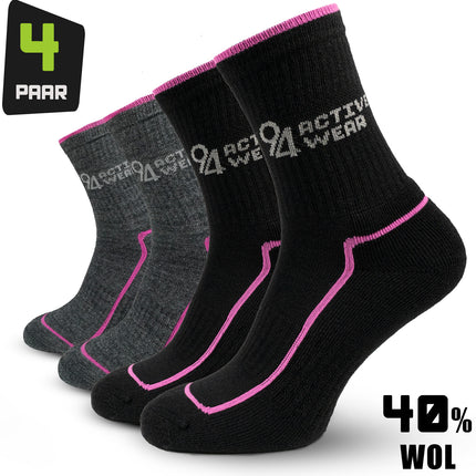 94Activewear Merino Wol Thermosokken Dames 4-paar