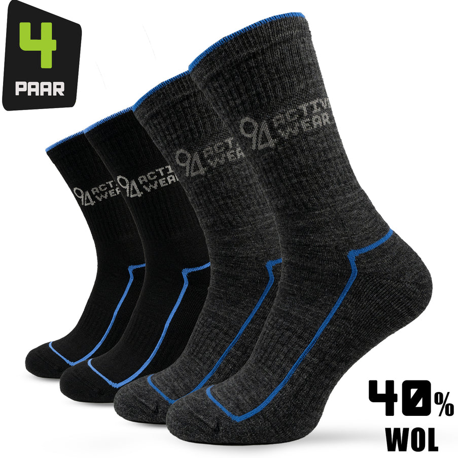 94Activewear Merino Wol Thermosokken Heren 4-paar