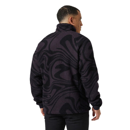 Helly Hansen Fleece Heren Panorama Print Zwart Gedragen Achterkant