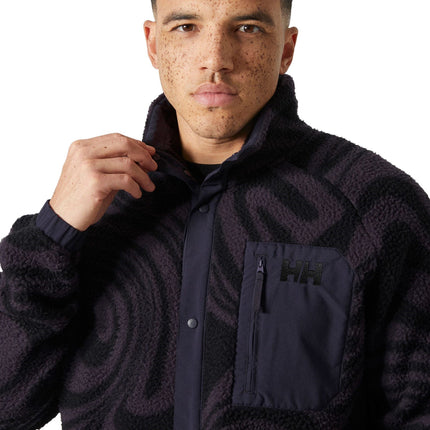 Helly Hansen Fleece Heren Panorama Print Zwart Kraag En Borstzak