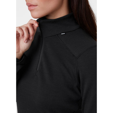 Helly Hansen Helly Hansen LIFA Merino Midweight Thermoshirt Halve Rits Dames Zwart