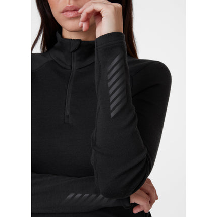 Helly Hansen LIFA Merino Midweight Thermoshirt Halve Rits Dames Zwart