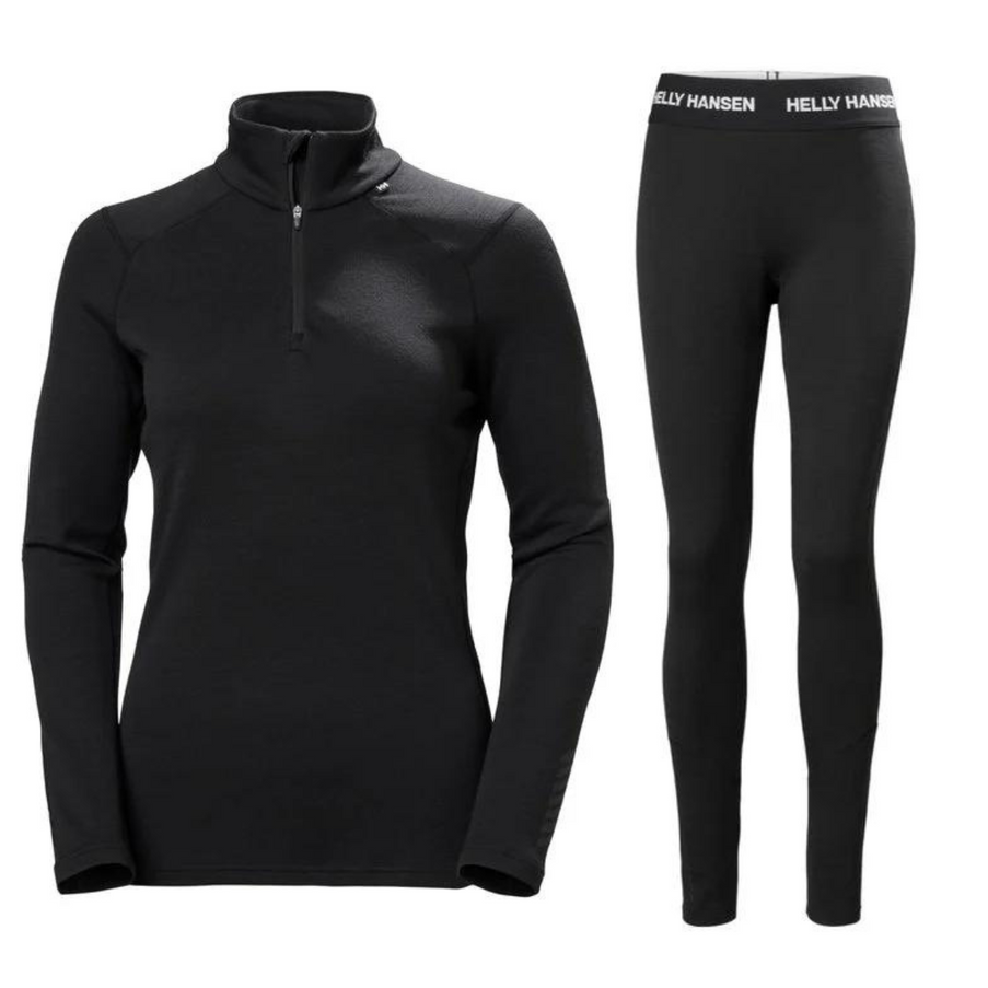 Helly Hansen Thermo Set Lifa Merino Midweight Halve Rits Dames Zwart
