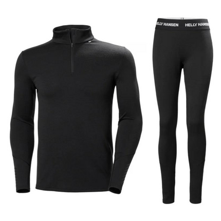 Helly Hansen Thermo Set Lifa Merino Midweight Halve Rits Heren Zwart