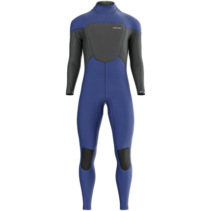 Prolimit Prolimit Wetsuit Heren Fusion Steamer V-Zip 4/3MM Blauw/Grijs
