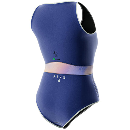 Prolimit Shorty Dames Fire Sleeveless Front V-Zip 2/2MM Blauw/Peach