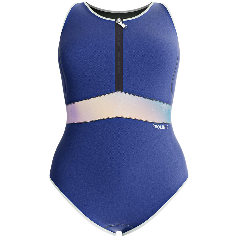 Prolimit Shorty Dames Fire Sleeveless Front V-Zip 2/2MM Blauw/Peach