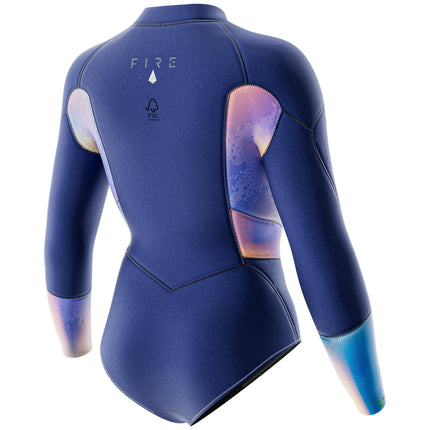 Prolimit Shorty Dames Fire Sunset Front V-Zip 3/2MM Blauw/Peach