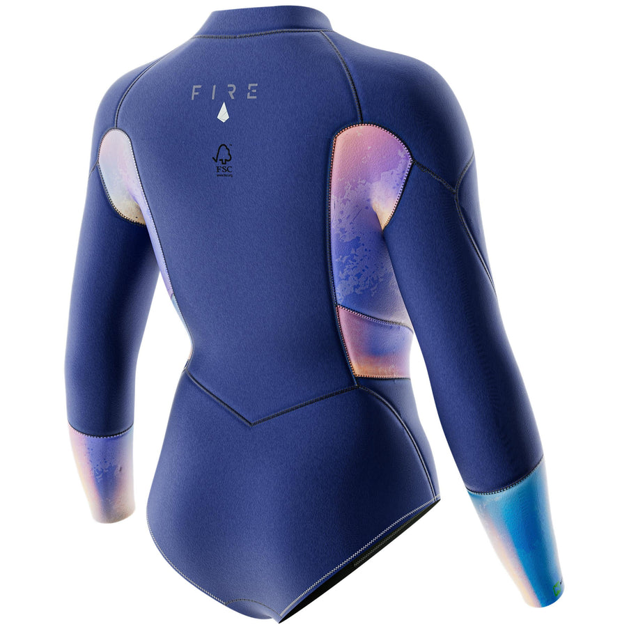 Prolimit Shorty Dames Fire Sunset Front V-Zip 3/2MM Blauw/Peach