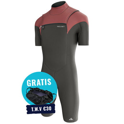 Prolimit Shorty Heren ACE Freezip 2/2MM Zwart/Burgundy