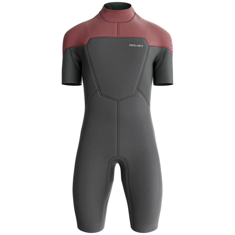 Prolimit Shorty Heren Steamer V-Zip 2/2MM Burgundy/Grijs