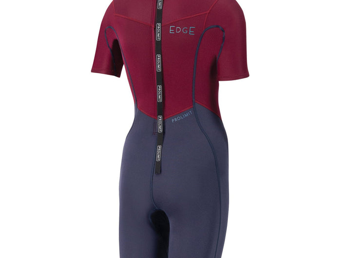 Prolimit Shorty Wetsuit Dames Edge Backzip 2/2mm Blauw/Rood