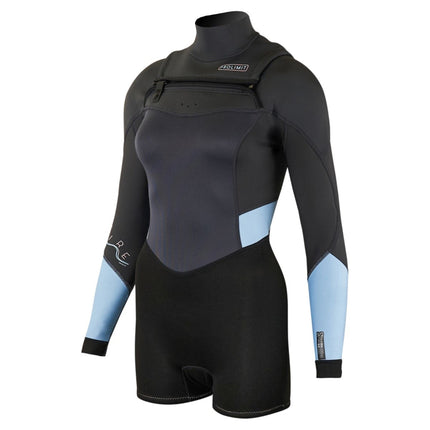 Prolimit Shorty Fire Wetsuit L/S Dames Freezip 3/2mm Donkergrijs
