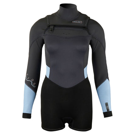 Prolimit Shorty Fire Wetsuit L/S Dames Freezip 3/2mm Donkergrijs