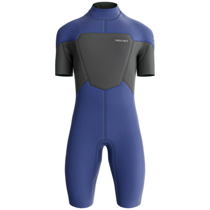 Prolimit Shorty Heren Steamer V-Zip 2/2MM Blauw/Grijs