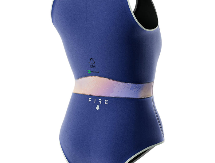 Prolimit Shorty Dames Fire Sleeveless Front V-Zip 2/2MM Blauw/Peach