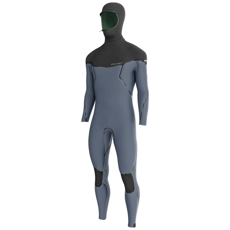 Prolimit Wetsuit Heren Vapor Steamer C-Zip 6/4MM Hooded Zwart/Blauw