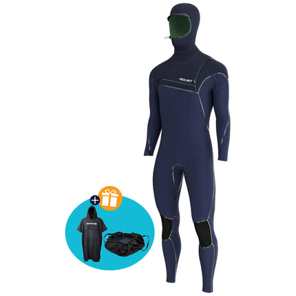Prolimit Wetsuit Heren Mercury Steamer Free-X 6/4mm Hooded Donkerblauw