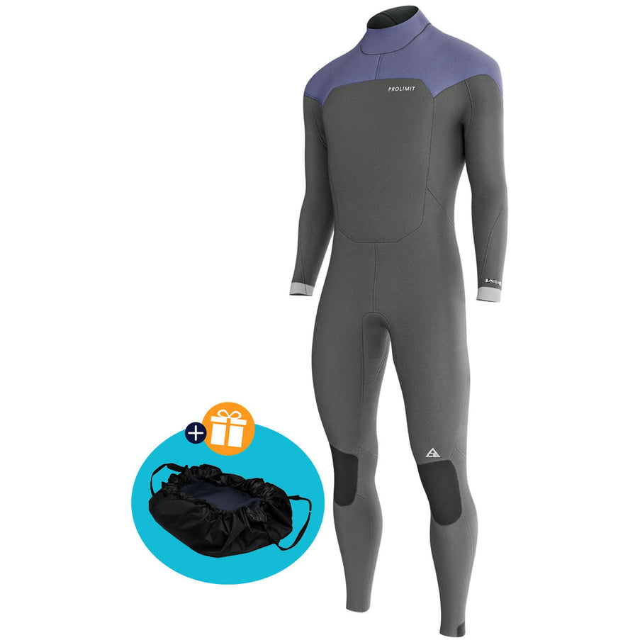 Prolimit Wetsuit Heren ACE Steamer V-Zip 5/4MM Zwart/Blauw