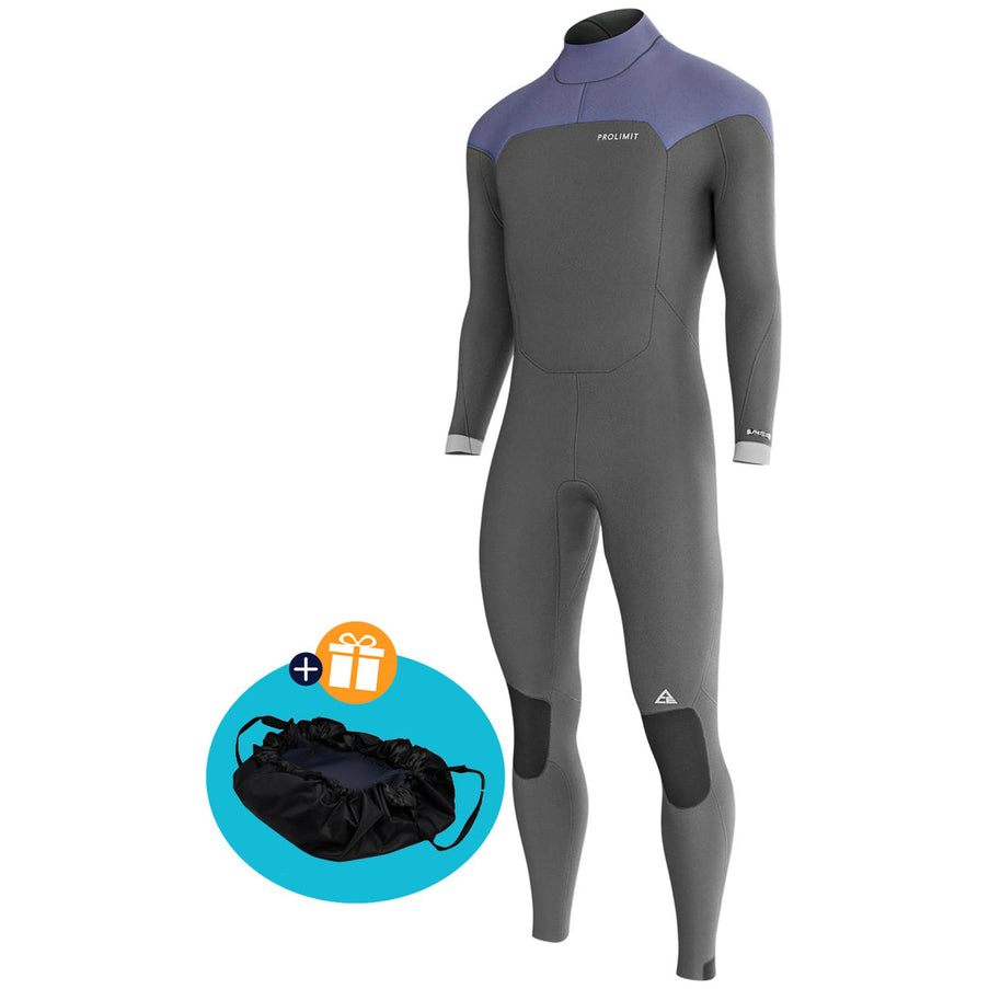 Prolimit Wetsuit Heren ACE Steamer V-Zip 3/2MM Zwart/Blauw